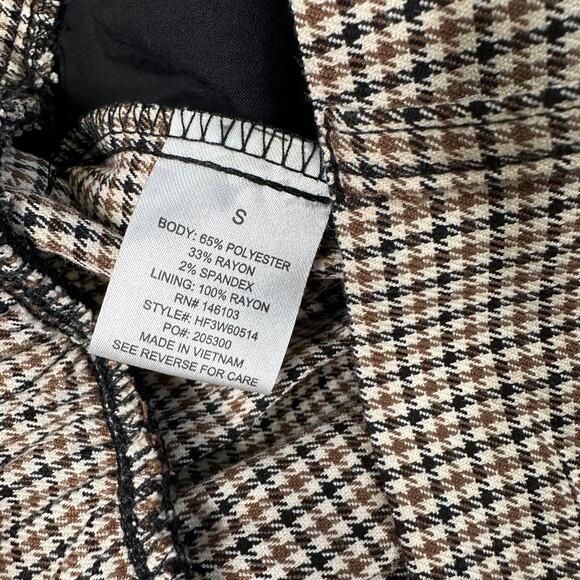 Hippie Rose Trouser Pants Brown Black Plaid Womens S High-Rise Wide Leg Pleated - Picture 8 of 13